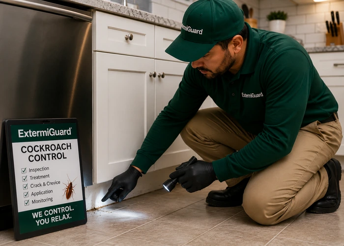 Cockroach control near me search for kitchens drains bathrooms and food areas
