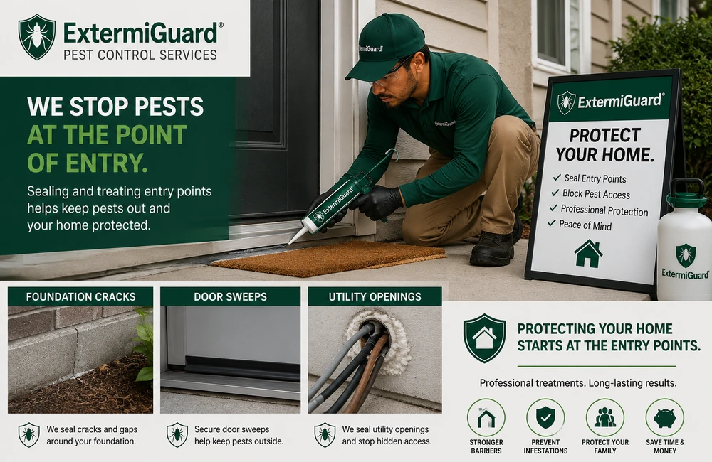 Texas pest control inspection around slab foundations entry points restaurants apartments warehouses moisture and property conditions