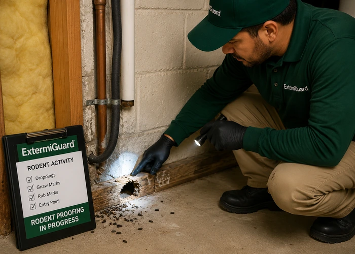 Rodent control near me search for mice rats droppings gnaw marks and wall noises