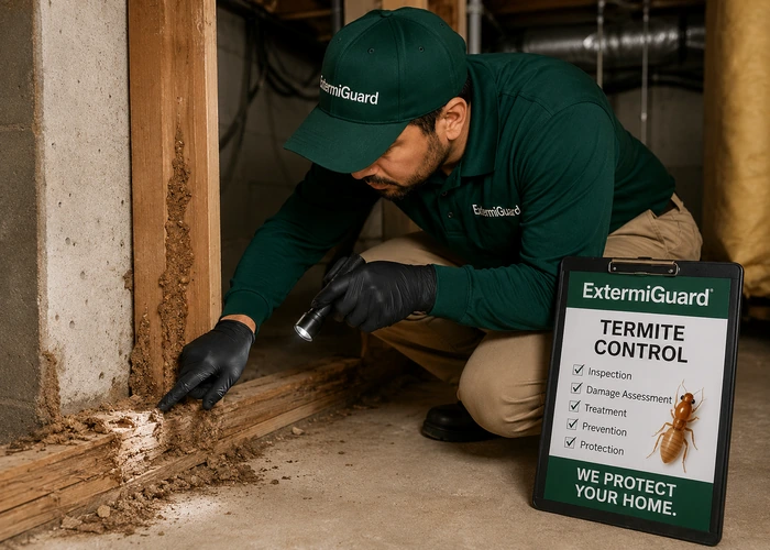 Termite control near me search for mud tubes wood damage and termite inspection concerns