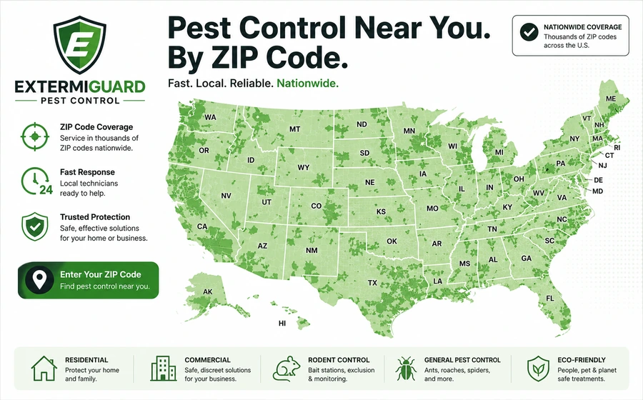 United States ZIP code pest control service area map