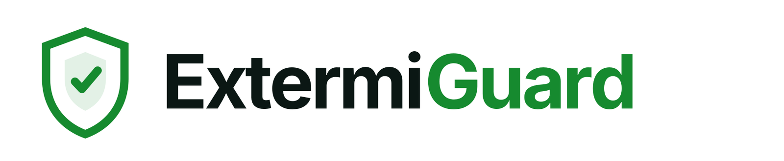 ExtermiGuard logo with green shield checkmark